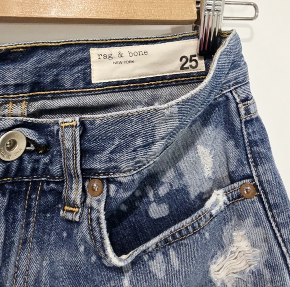 Rag & Bone Distressed Denim High Rise Shorts Size 25 Made In USA - Picture 2 of 4